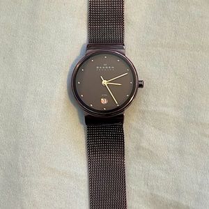 Skagen womens watch, Freja style, brown stainless steel with rose-gold accents